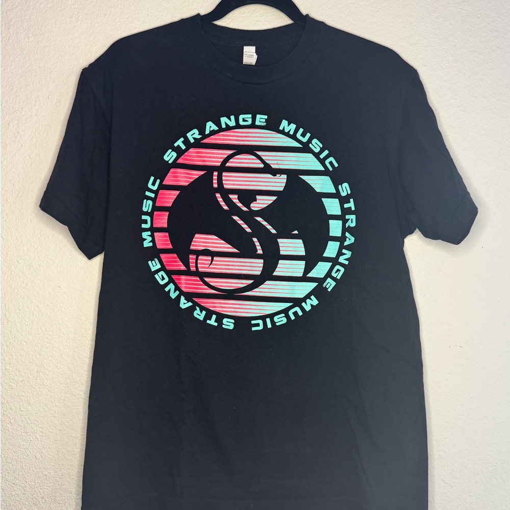 Strange Music Logo Stylish Black Graphic T-Shirt